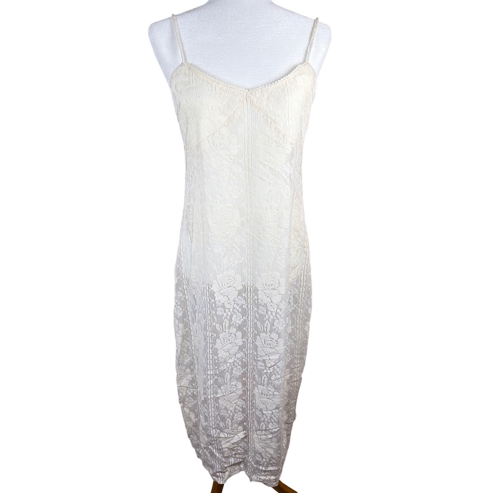 Emory‎ Park Cream Floral Lace Midi Slip Dress NWT Ivory Rose Sheer Boho Large